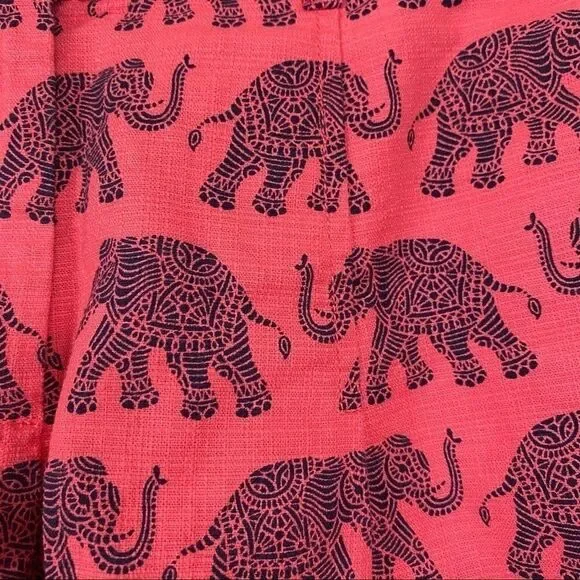 JCrew Coral Red Elephant Print High Waist Shorts